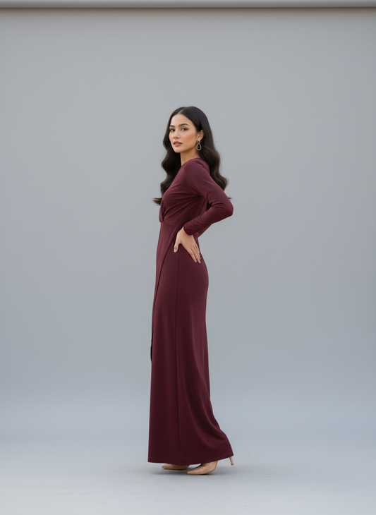 Gray Parrot Velvet Vow Full Sleeve Bodycon Dress