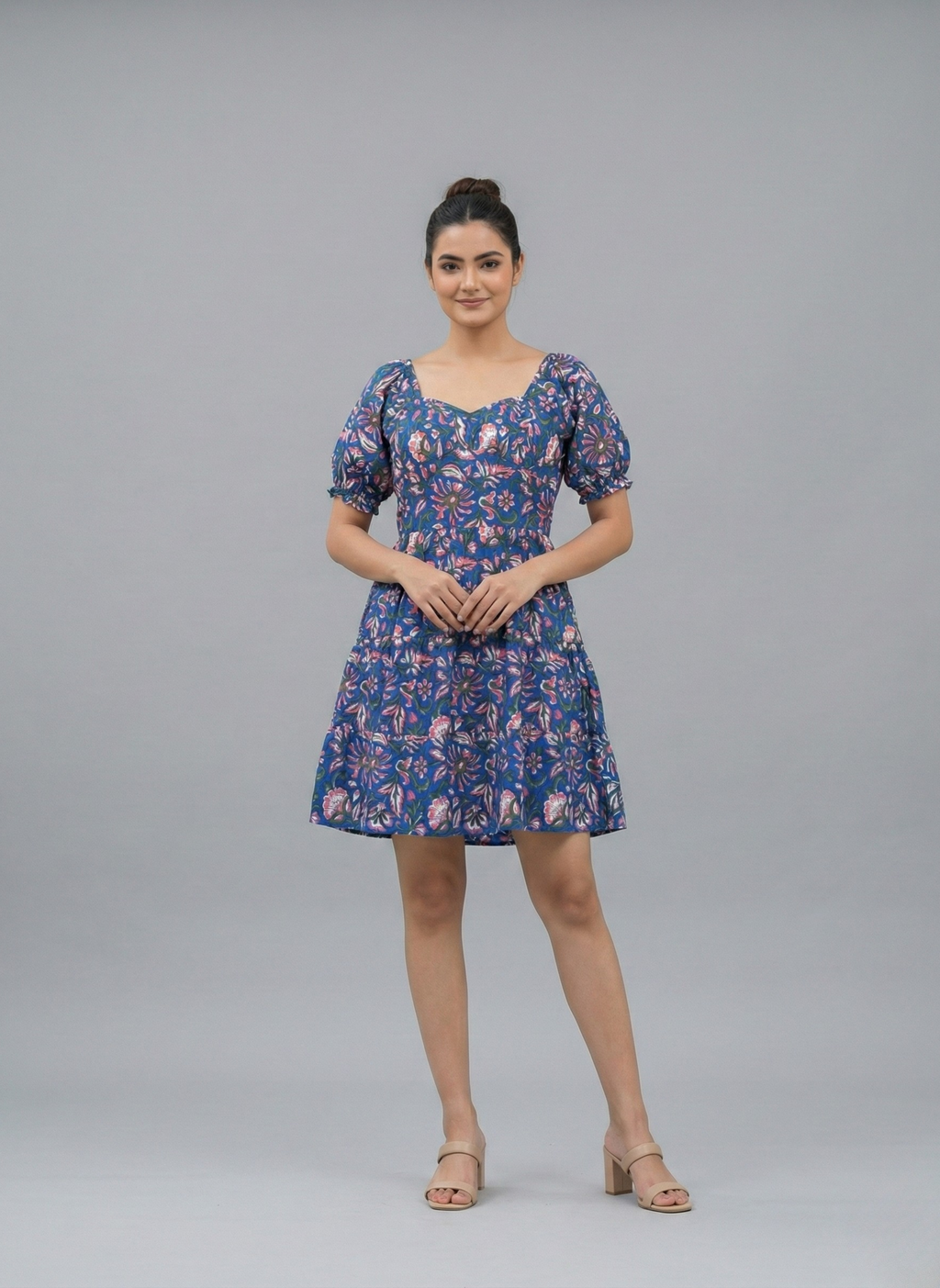 Blue floral dress for women Indigo Whimsy  - Casual summer dress for women