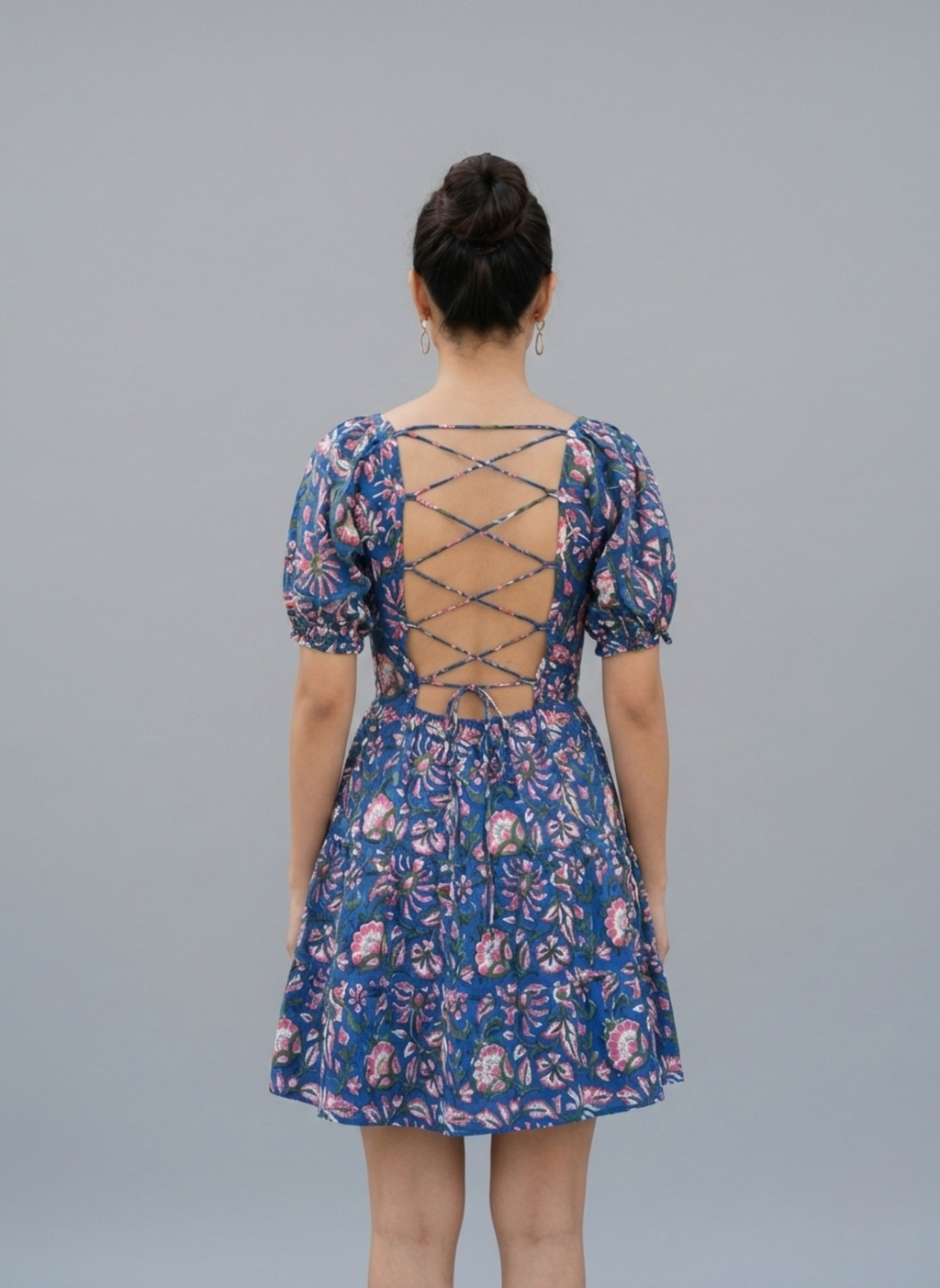 Blue floral dress for women Indigo Whimsy  - Casual summer dress for women