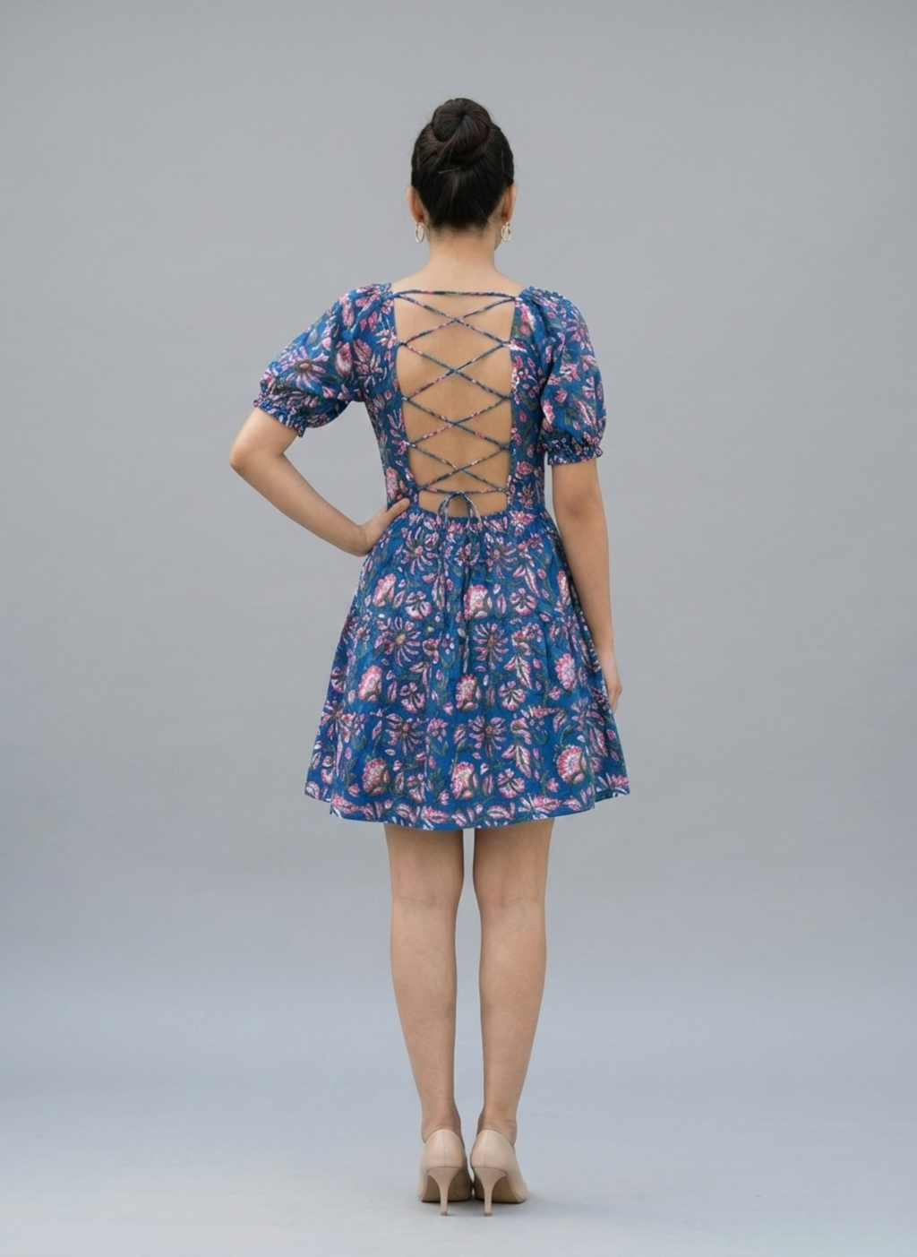 Blue floral dress for women Indigo Whimsy  - Casual summer dress for women