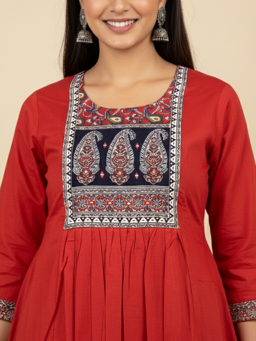 Cotton kurta set for women (3 piece) Anarkali  -  Ethnic wear kurti set for women