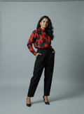Full Sleeve Leaf Print cotton shirt Dark Autumn - Casual and office wear for women