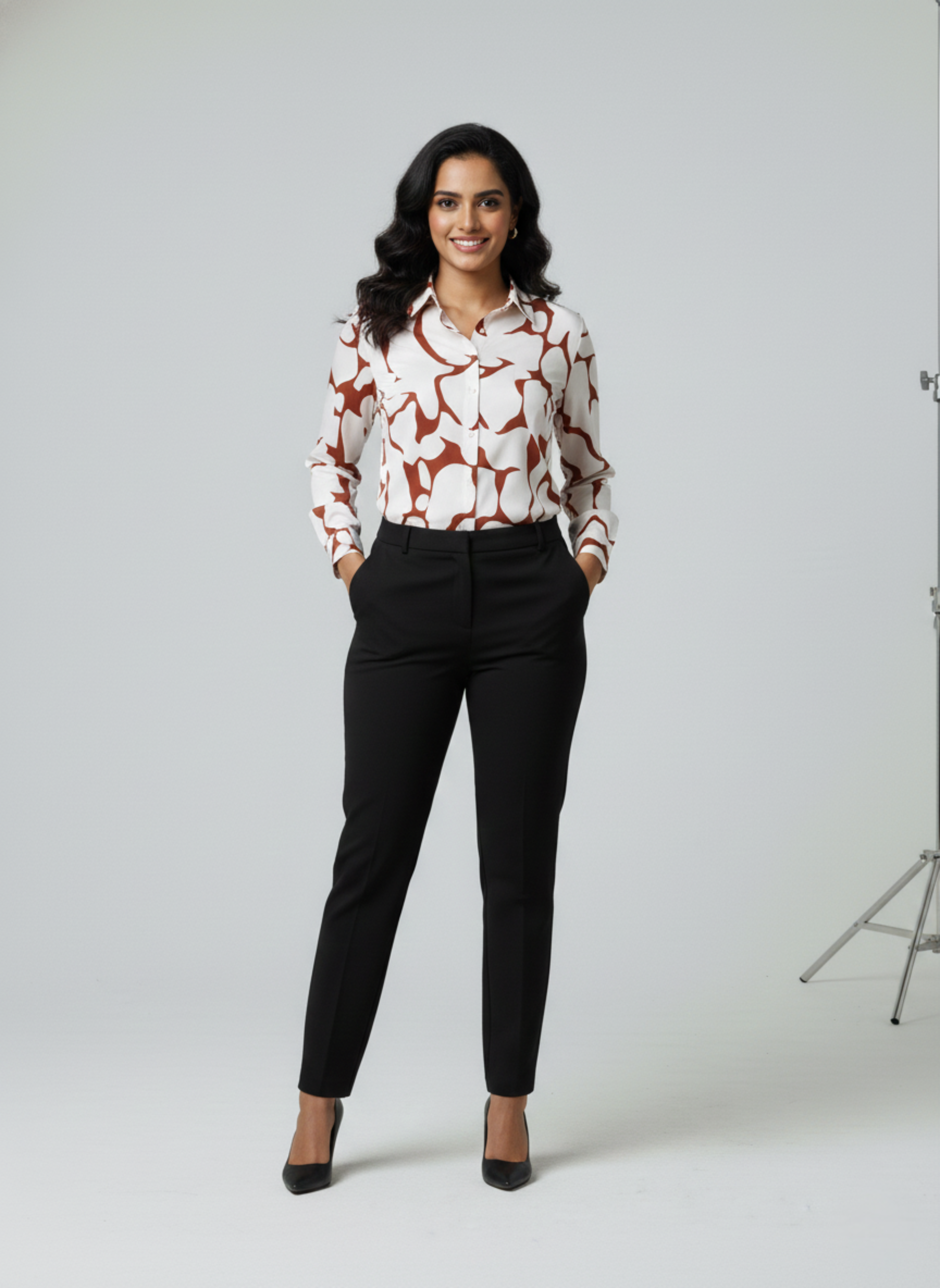 Full Sleeve Soft Rayon shirt Artfully Abstract - Causal and office wear for women