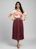 Full sleeve floral satin shirt Tropic Golden Rush - Casual and office wear for women