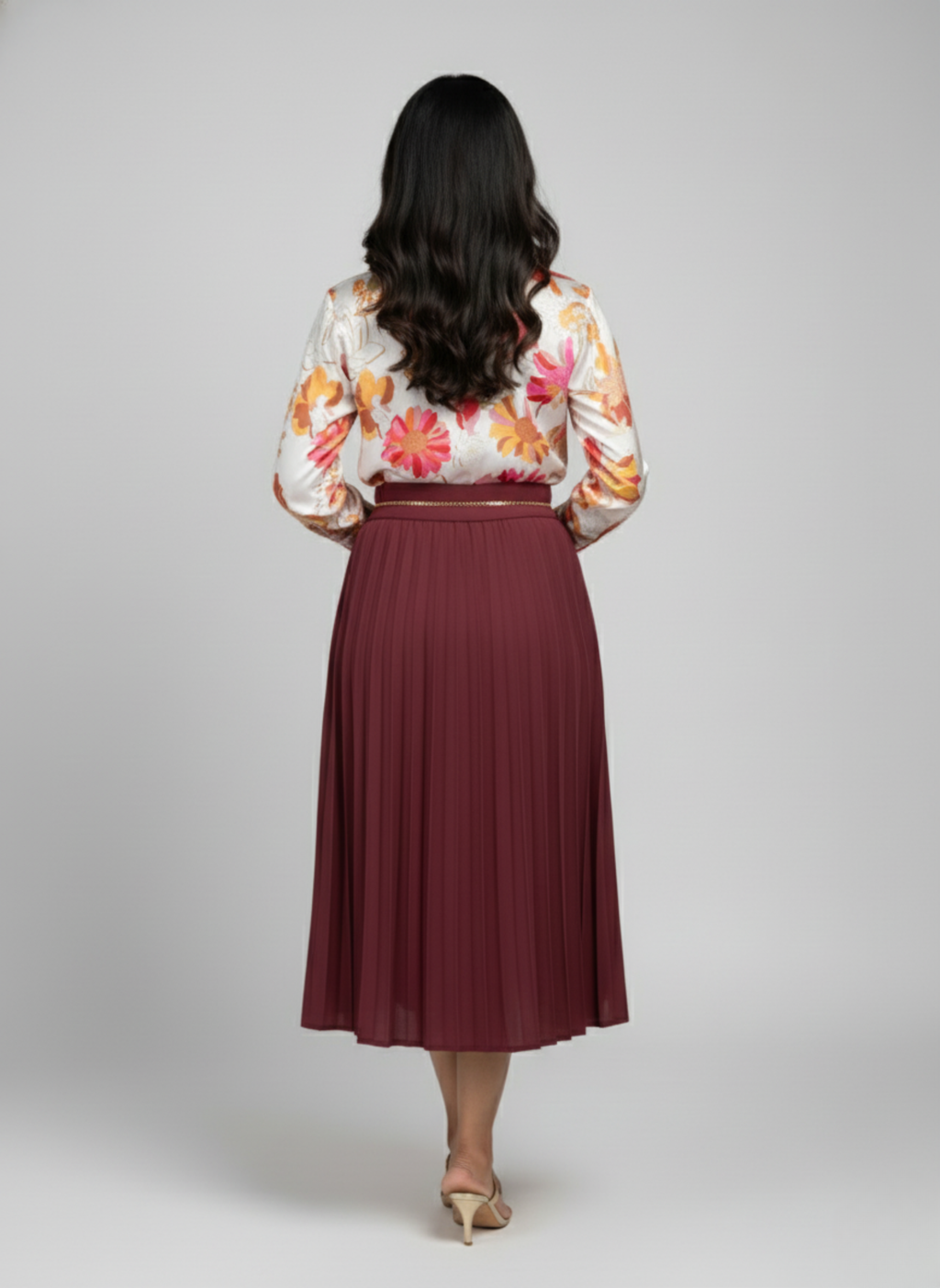 Full sleeve floral satin shirt Tropic Golden Rush - Casual and office wear for women