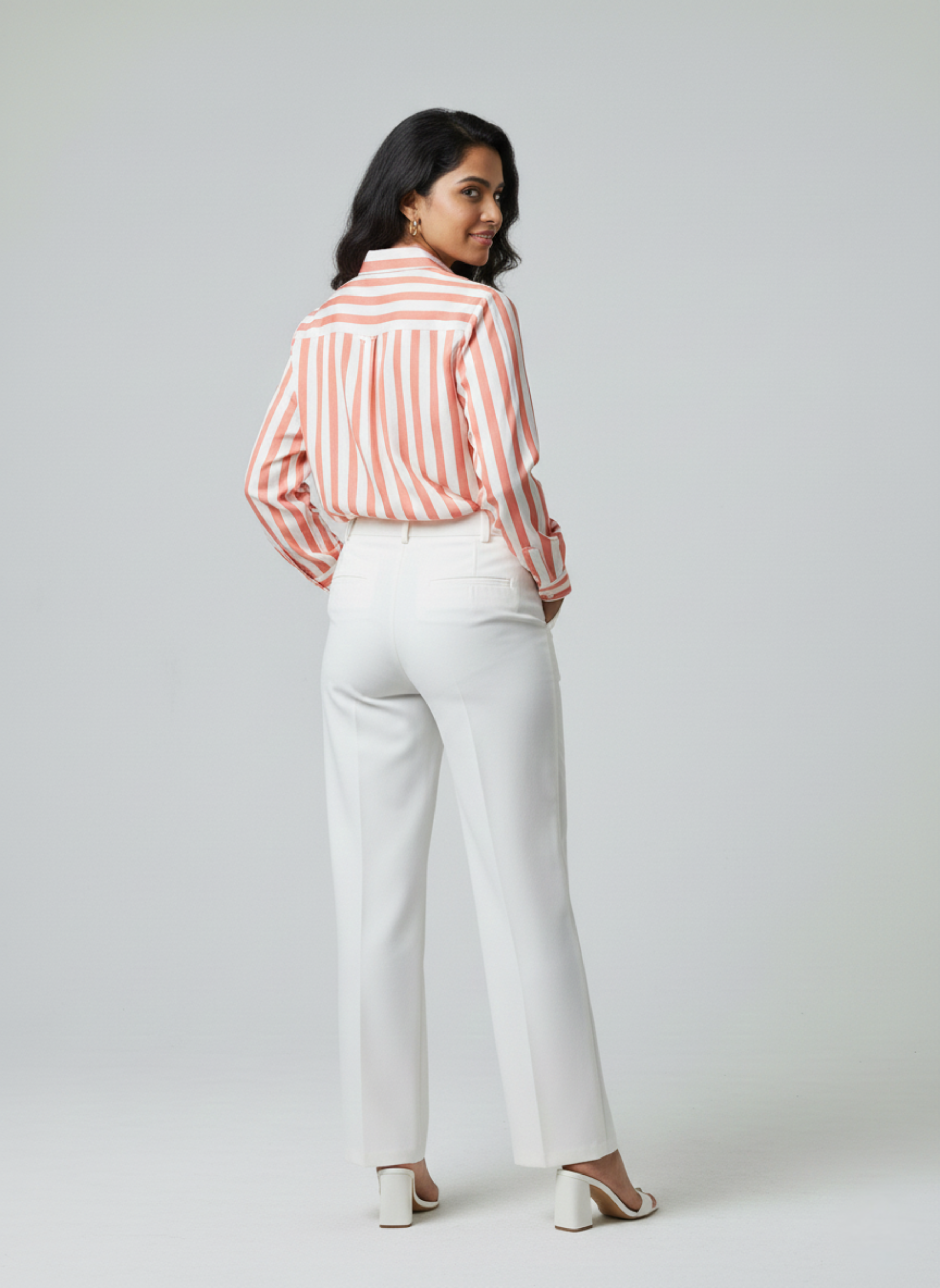 Full sleeve striped rayon shirt Cotton Candy Lane  - Casual and office wear for women