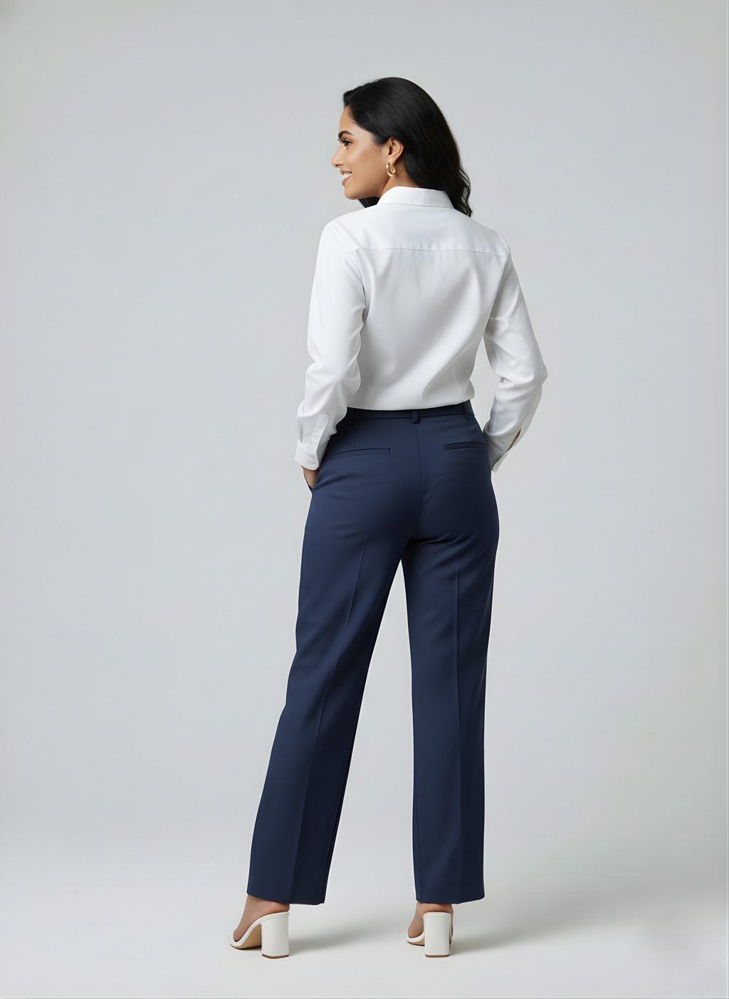 Full sleeve white cotton shirt Black Noir Embroidery - Casual and office wear for women