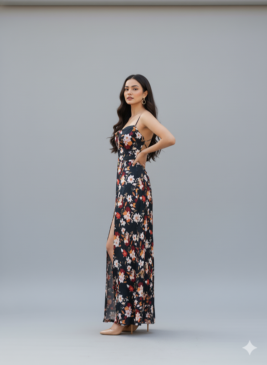 Gray Parrot The Phoenix Flora Green Slip Dress