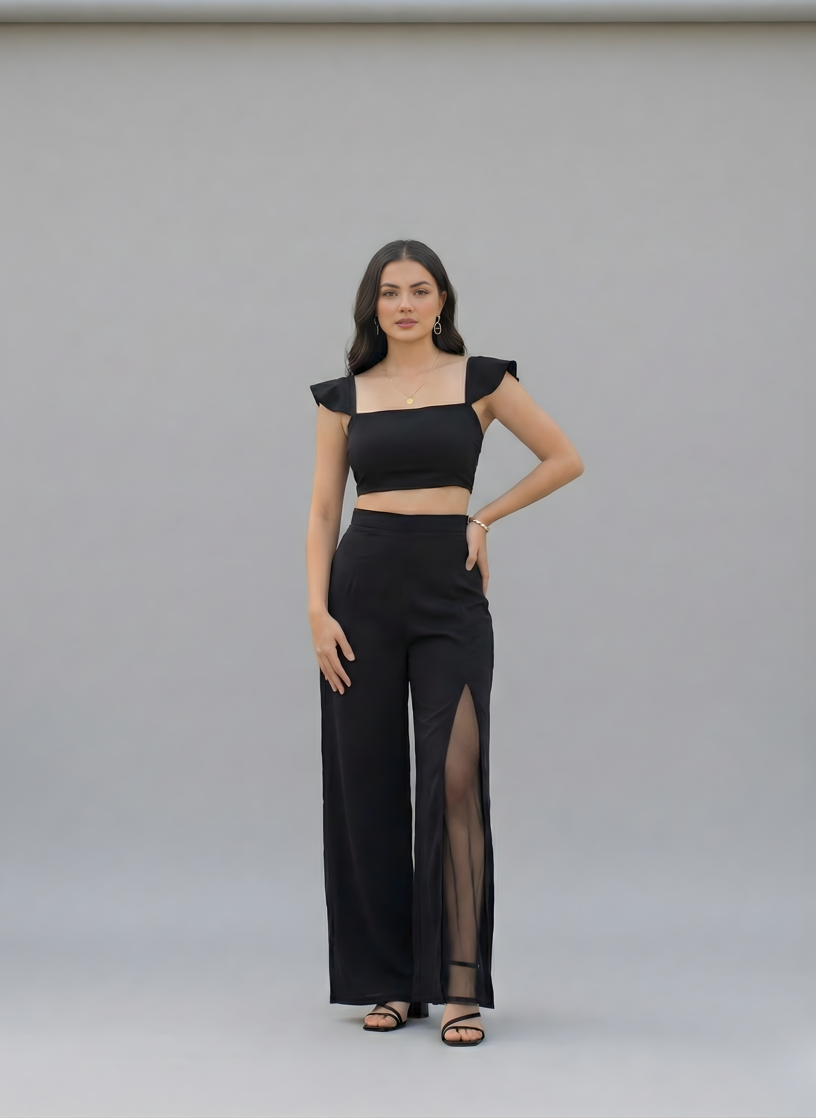 Gray Parrot Black Jumpsuit Dress For Women