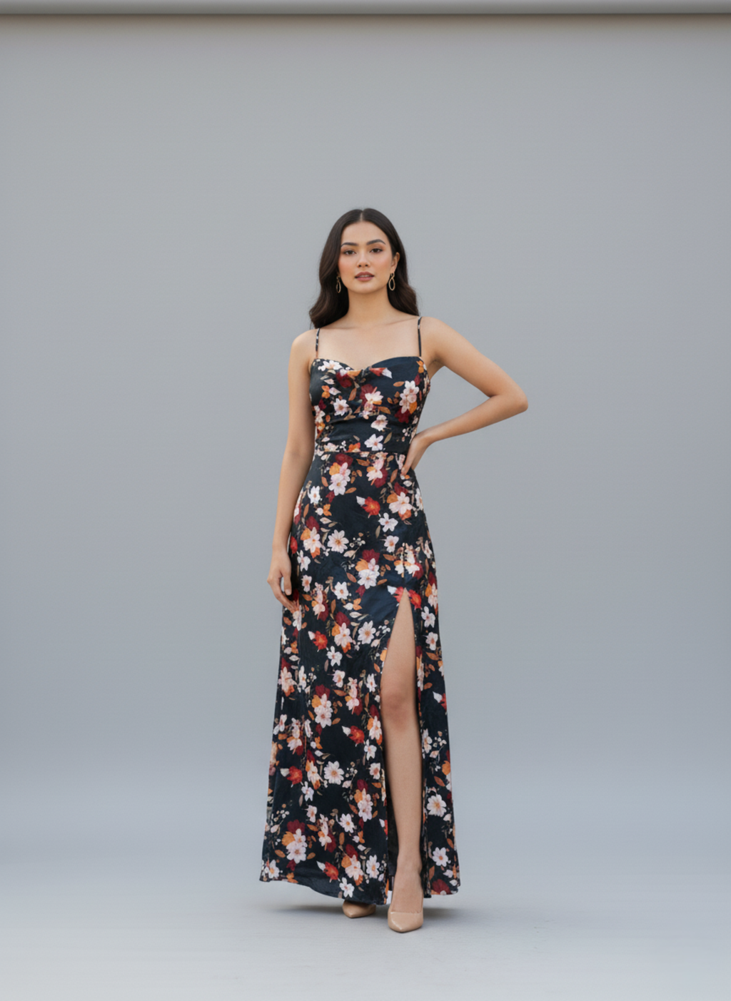 Green slip dress Phoenix Flora - Party wear dress for women