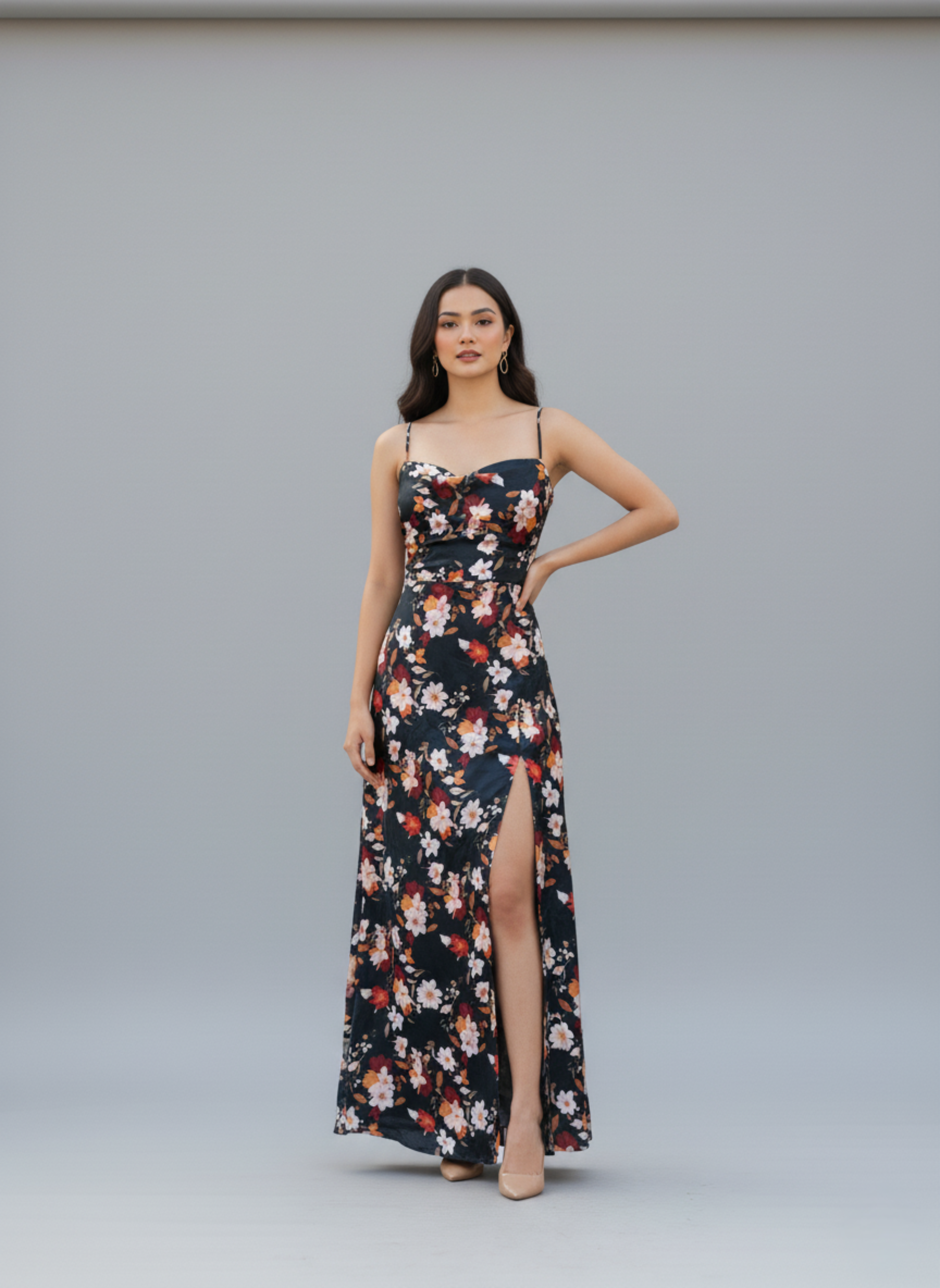 Green slip dress Phoenix Flora - Party wear dress for women