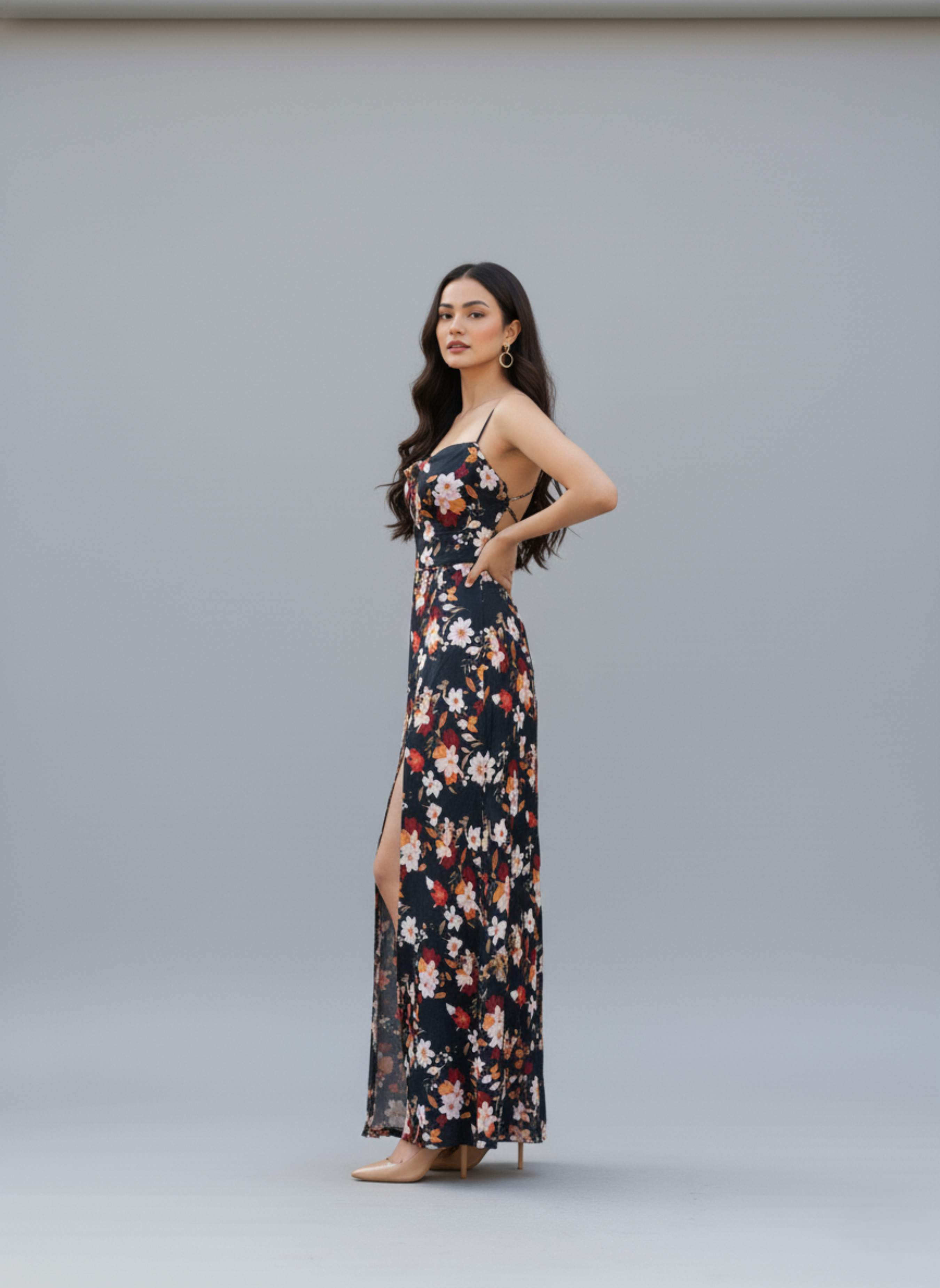 Green slip dress Phoenix Flora - Party wear dress for women