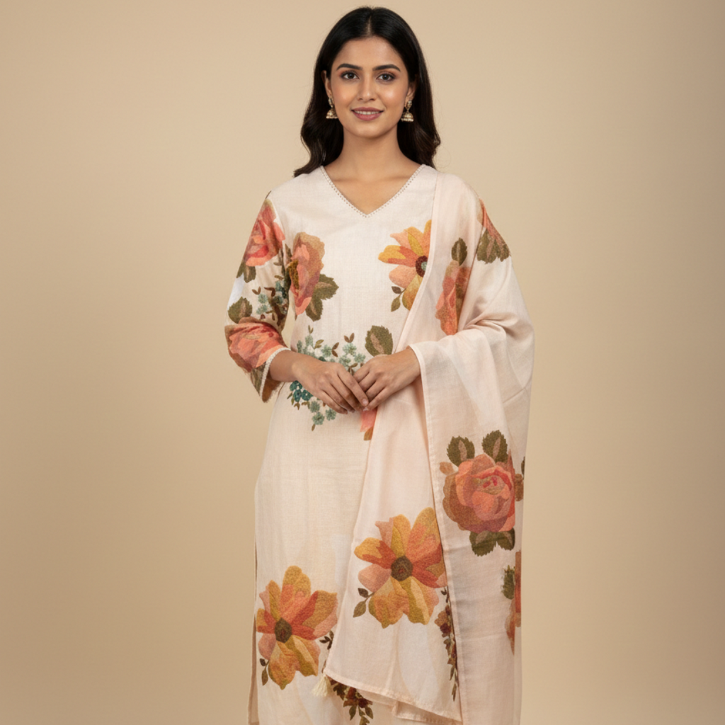 Kurta set for women (3 Piece) Rochira  - Office wear ethnic kurti set