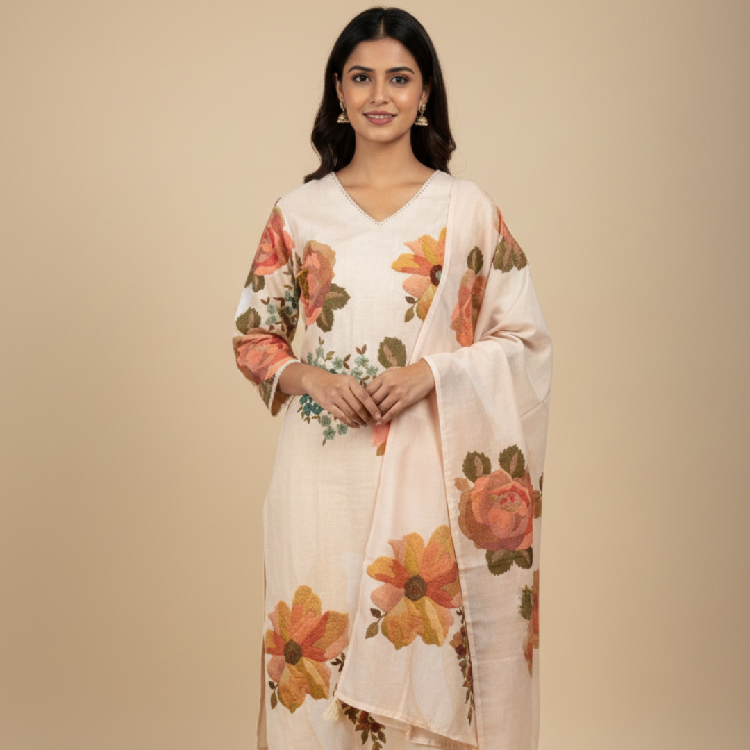 Kurta set for women (3 Piece) Rochira  - Office wear ethnic kurti set