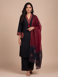 Cotton 3 piece kurta set for women Noir Crimson Dhabu Cotton Kurta - Festive and office wear kurti