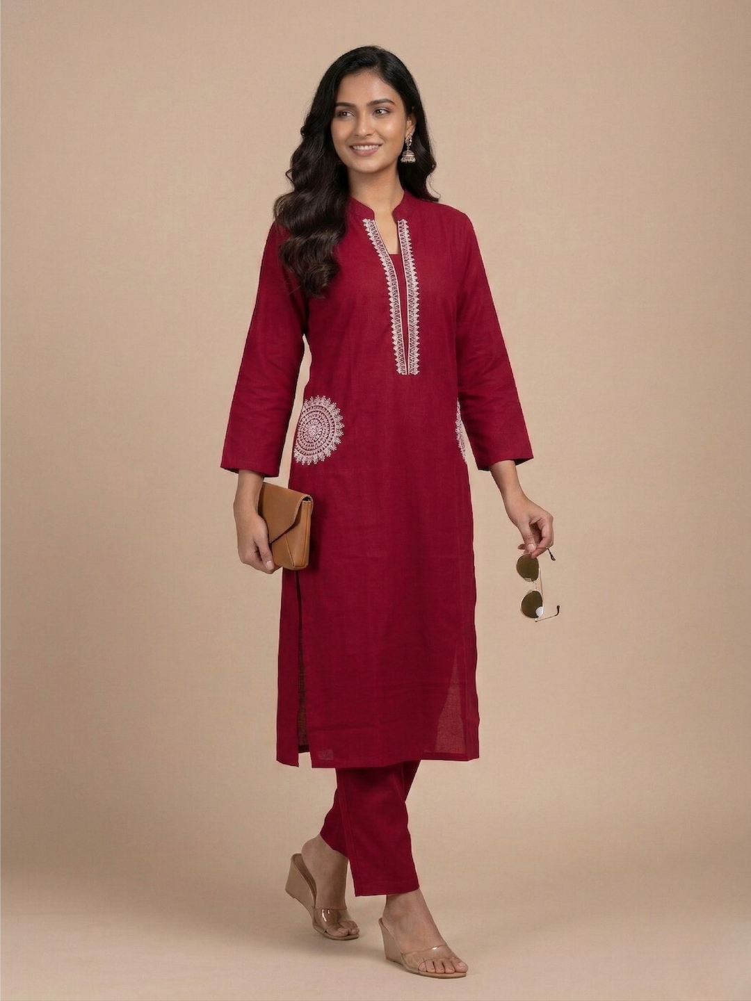 Thread line two-piece kurta Aarna  - Office wear ethnic kurti set