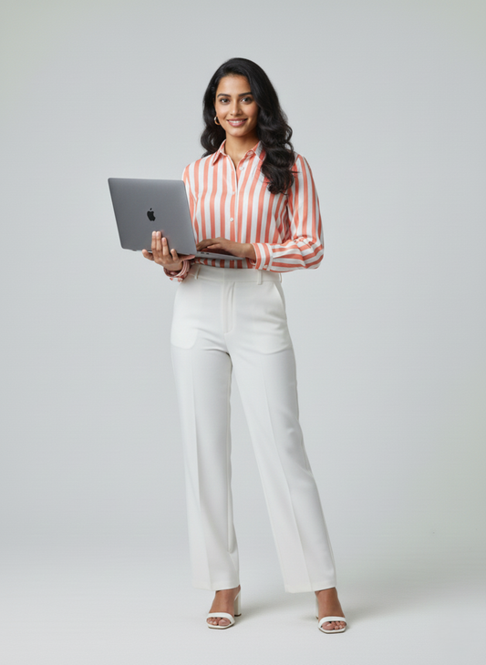 Gray Parrot Cotton Candy Lane – Women's Full Sleeve Striped Rayon Shirt