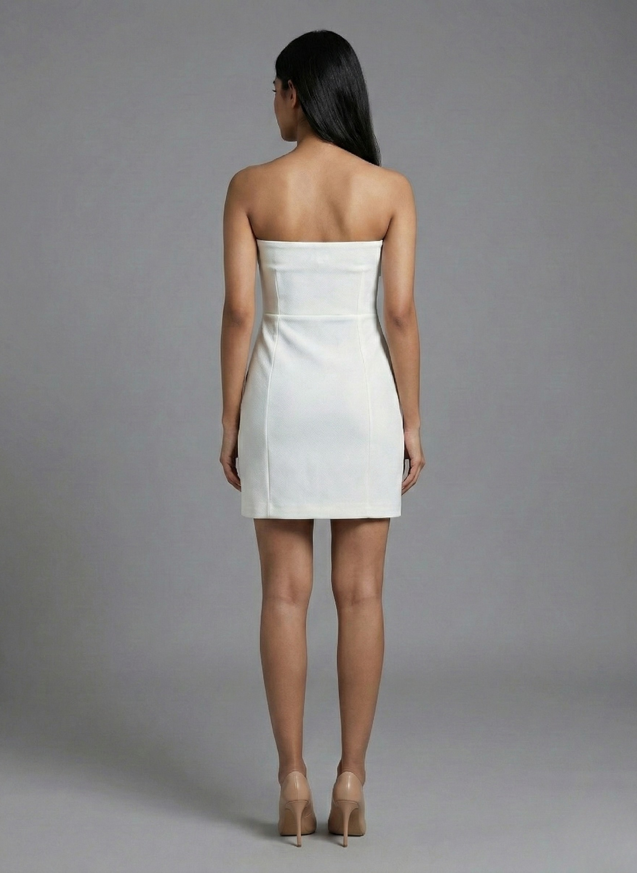 White strapless mini dress - Party wear dress for women