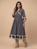 Cotton Kurta Set for women Indigo Whisper  - Ethnic and festive wear kurta