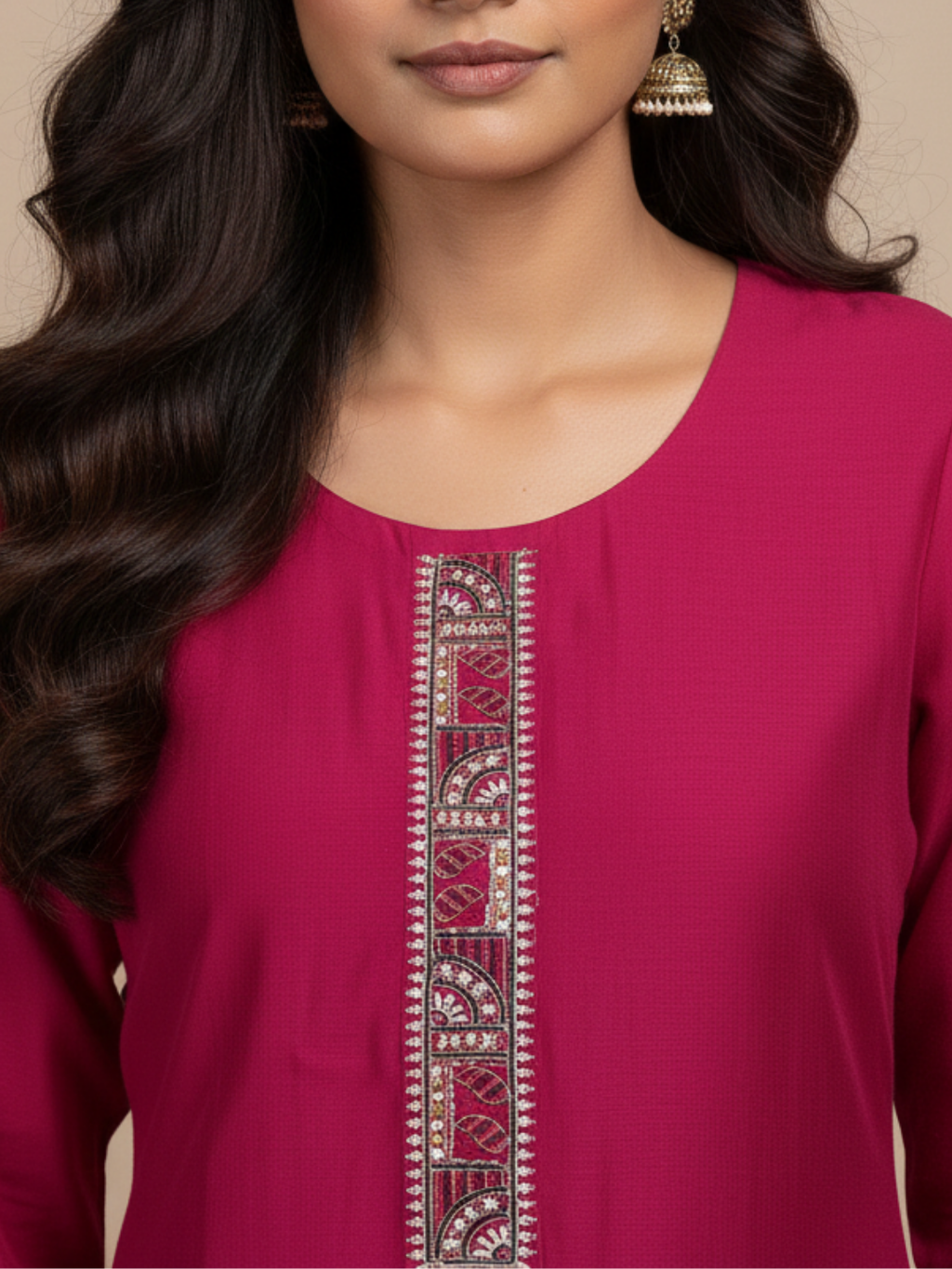 Aarohi Scarlet Grace Silk-Blend Handwork Kurta (3-Piece) by Gray Parrot