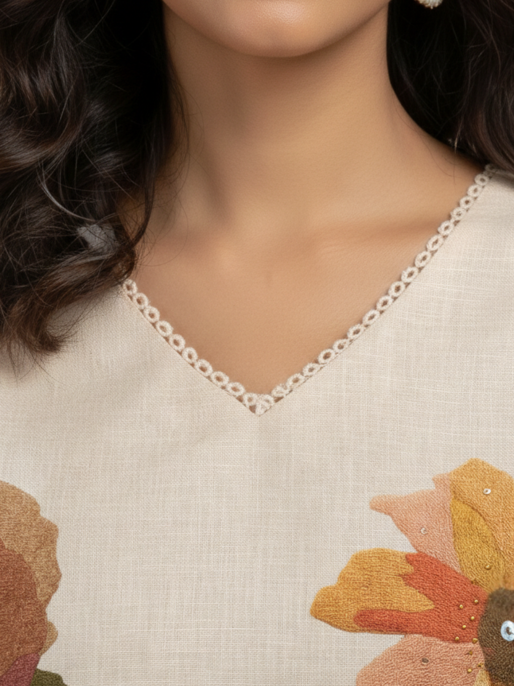 Rochira Ivory Straight Kurta Set (3-Piece) by Gray Parrot