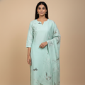 Pakshika Straight Kurta Set (3-Piece) by Gray Parrot
