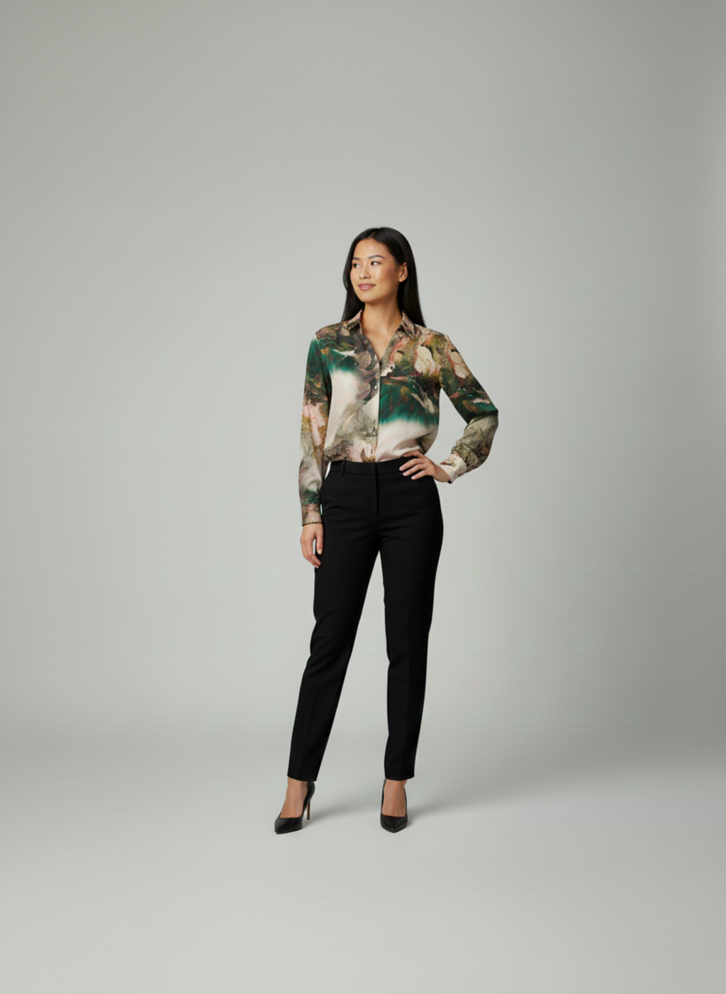 Gray Parrot Canvas – Women's Full Sleeve Artistic Print Viscose Rayon Shirt