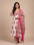 Cotton 3 piece kurta set for women Gulbahar Bloom - Ethnic and festive wear kurti